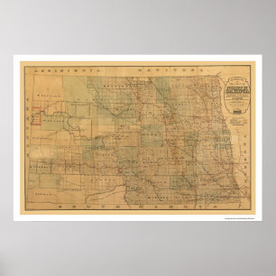 North Dakota Railroad Map 1892 Poster