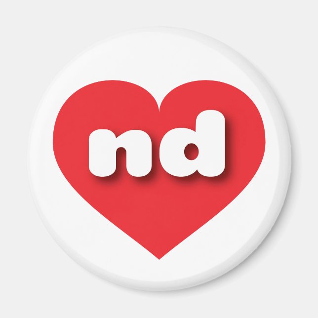 North Dakota Red Heart - I love ND Magnet (Front)