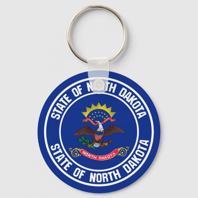 North Dakota Round Emblem Key Ring (Front)