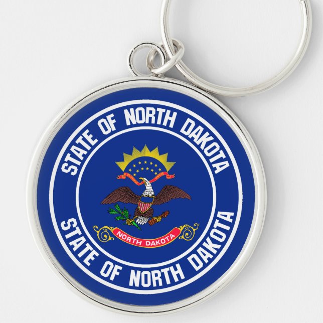 North Dakota Round Emblem Key Ring (Front)