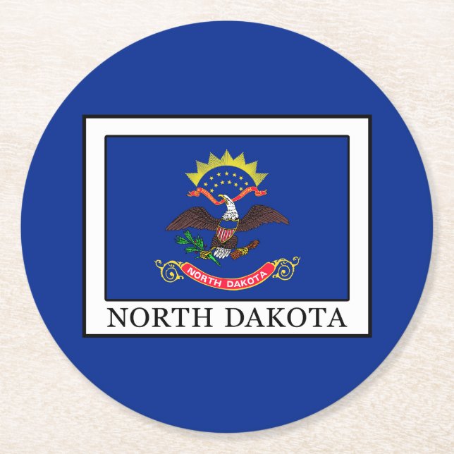 North Dakota Round Paper Coaster (Front)