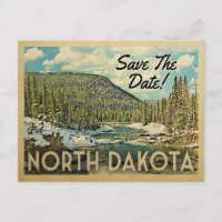 North Dakota Save The Date Mountains River Snow