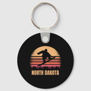 North Dakota Snowboarding Vintage Nd Boarder Retro Key Ring