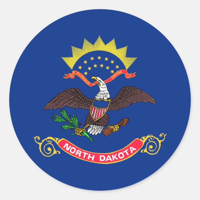North Dakota State Flag Classic Round Sticker (Front)