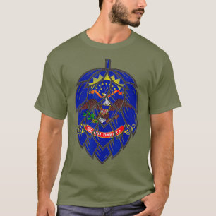 North Dakota State Flag Craft Beer Hop Cone T-Shirt