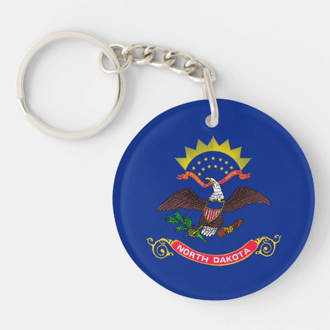 North Dakota State Flag Design Key Ring (Front)