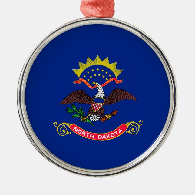 North Dakota State Flag Design Metal Tree Decoration (Front)