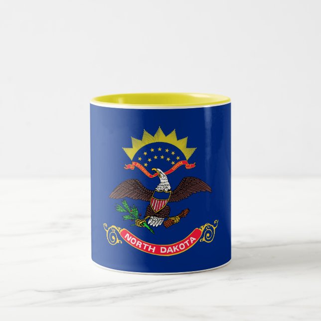 North Dakota State Flag Two-Tone Coffee Mug (Center)