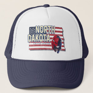 North Dakota State United States Retro Map Vintage Trucker Hat