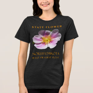 North Dakota Territory Flower Wild Prarie Rose Tri-Blend Shirt