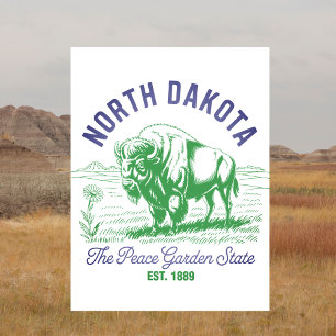 North Dakota The Peace Garden State Est. 1889 Postcard