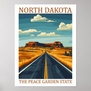North Dakota the Peace Garden State USA Travel  Poster