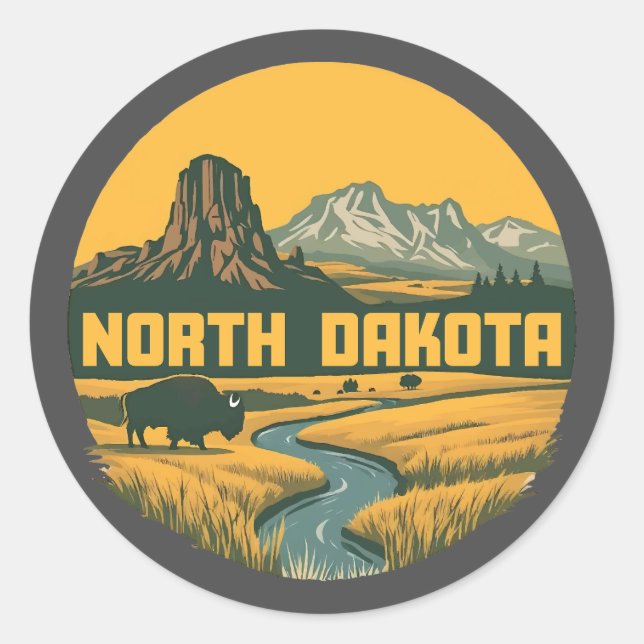 North Dakota United States of America Classic Round Sticker (Front)