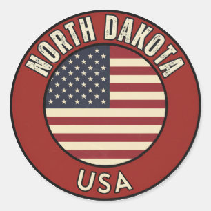 North Dakota United States of America Classic Round Sticker