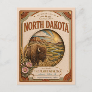 North Dakota Vintage Paper Cut American Arcana Postcard