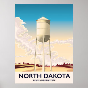 North Dakota Water Tower travel poster