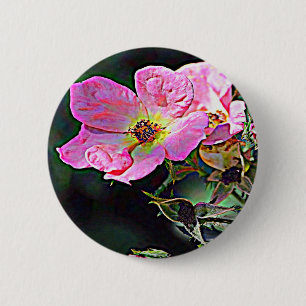 North Dakota Wild Rose 6 Cm Round Badge
