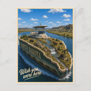 North Dakota Wish You Were Here State Series Postcard