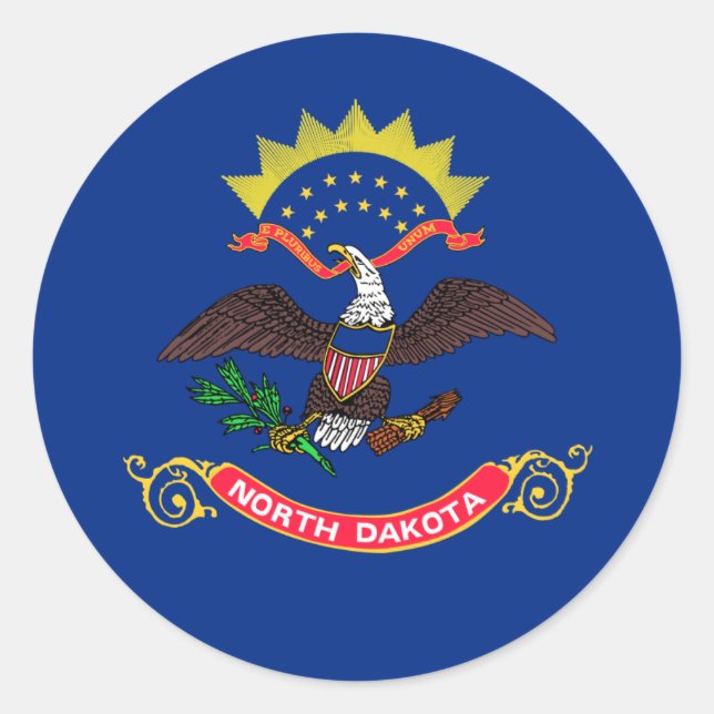 North Dakotan Flag, Flag of North Dakota Classic Round Sticker (Front)