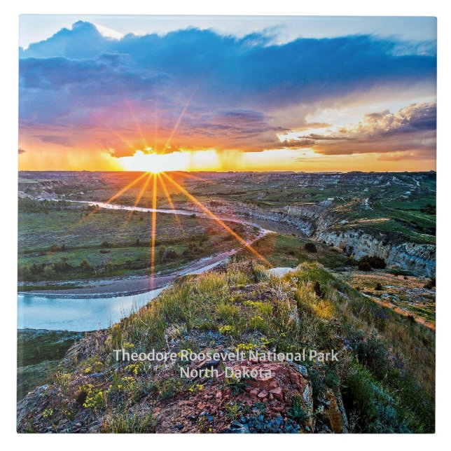 North Dakota's Theodore Roosevelt Park Ceramic Tile (Front)