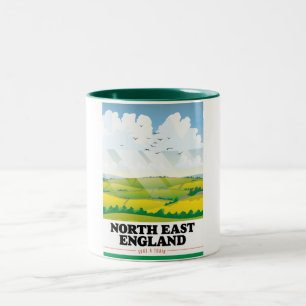 North East England travel poster. Two-Tone Coffee Mug