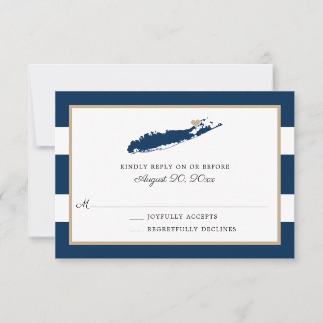 North Fork Long Island with heart Wedding RSVP (Front)