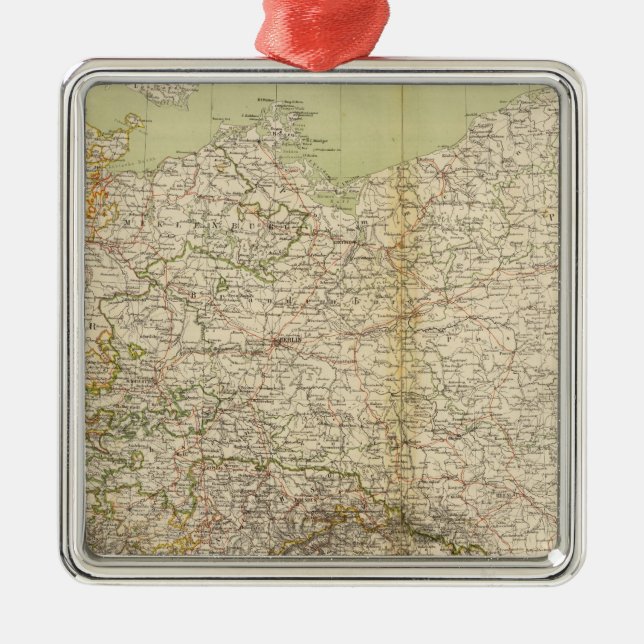 North Germany Atlas Map Metal Tree Decoration (Front)