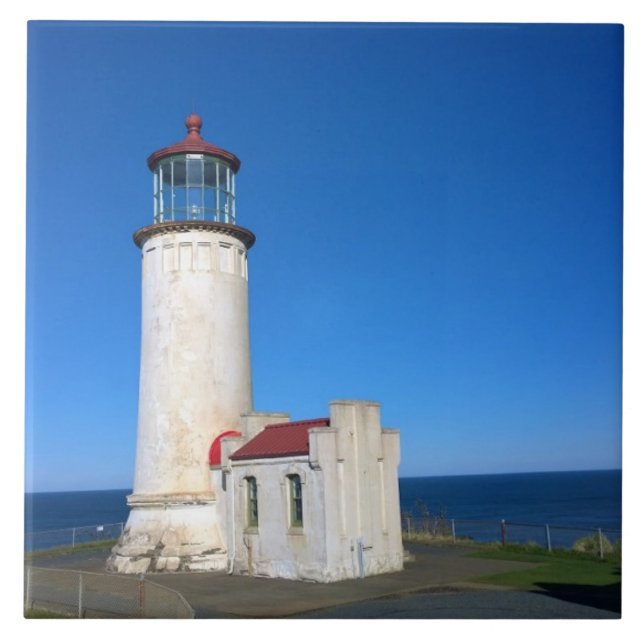 North Head Lighthouse, Cape Disappointment, WA Ceramic Tile (Front)