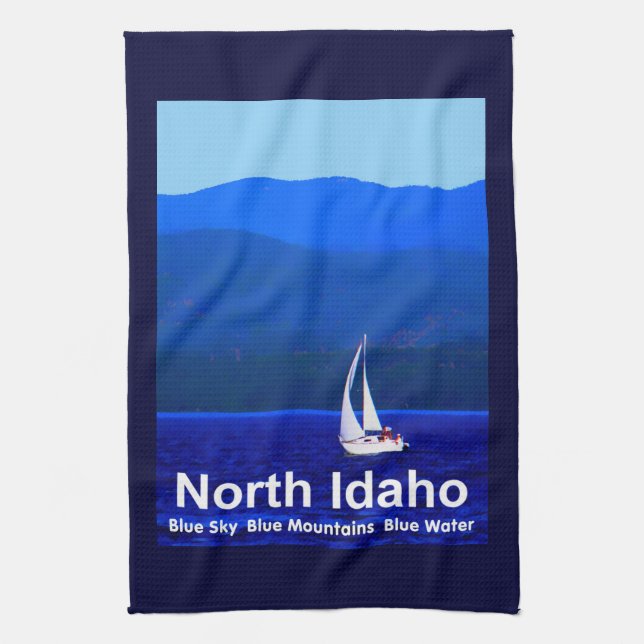 North Idaho Blue Tea Towel (Vertical)