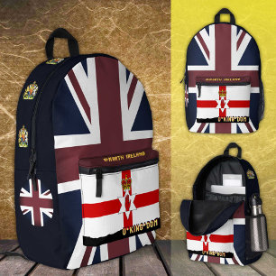 North Ireland Flag, vintage British, Ulster Flag Printed Backpack
