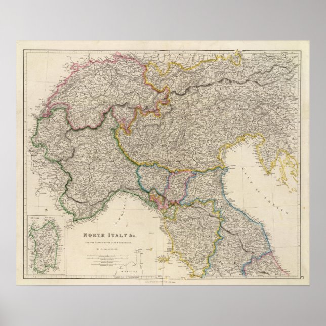 North Italy with Sardinia Poster (Front)
