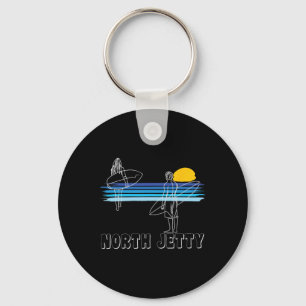 North Jetty Surfing Beach Surf Guy Girl Key Ring