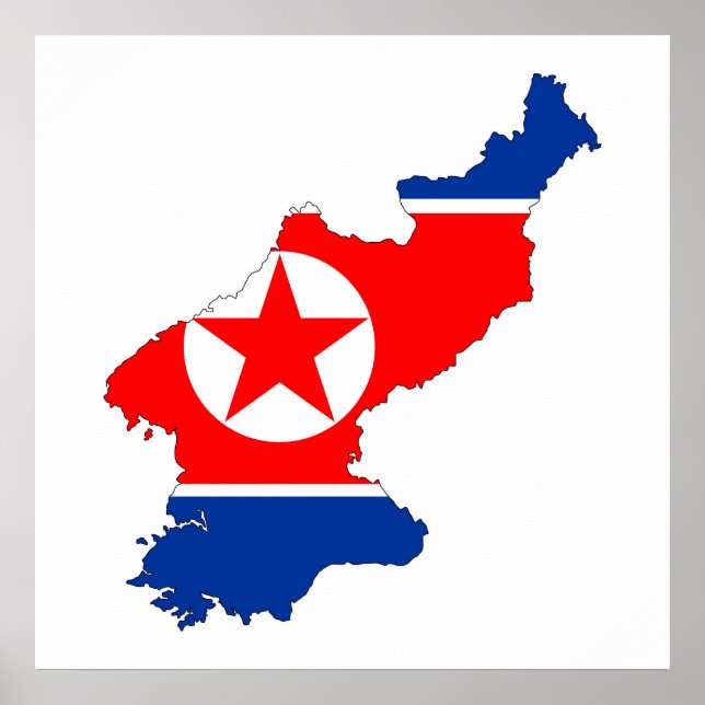 north korea country flag map shape symbol poster (Front)