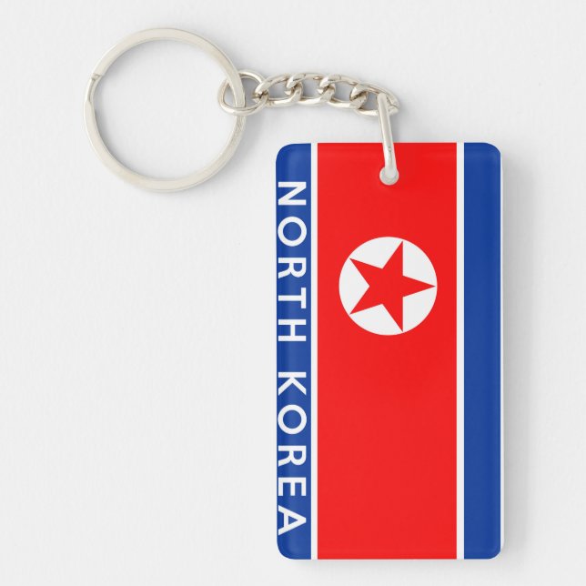north korea country flag symbol name text key ring (Front)
