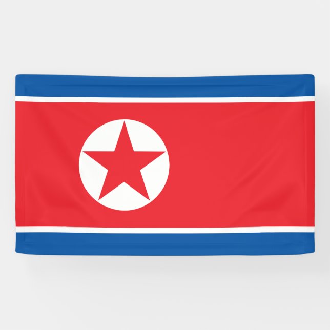 North Korea Flag Banner (Horizontal)