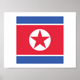 North Korea Flag Emblem Poster