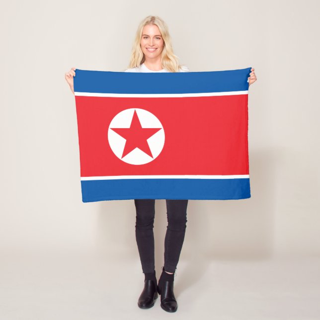 North Korea Flag Fleece Blanket (In Situ)