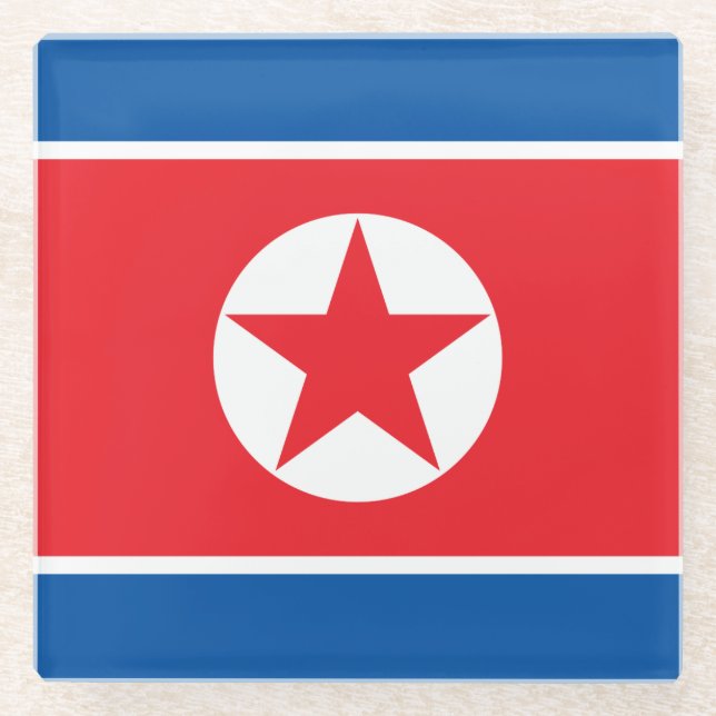 North Korea Flag Glass Coaster (Front)