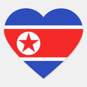 North Korea Flag Heart Sticker