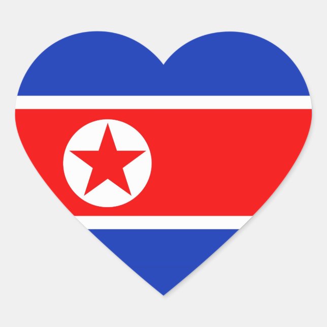 North Korea Flag Heart Sticker (Front)