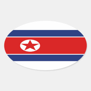 North Korea Flag Oval Sticker