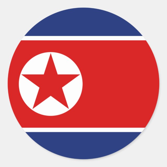 North Korea Flag Round Sticker (Front)