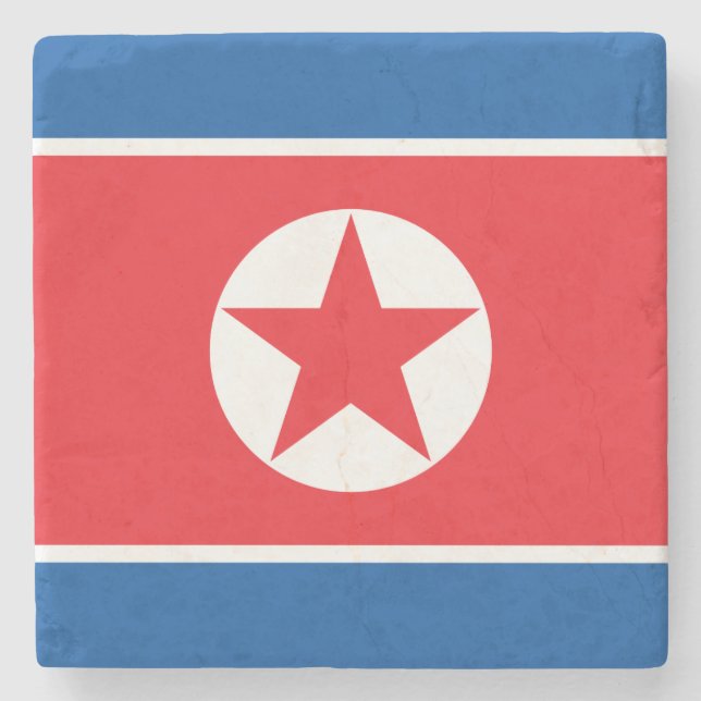 North Korea Flag Stone Coaster (Front)