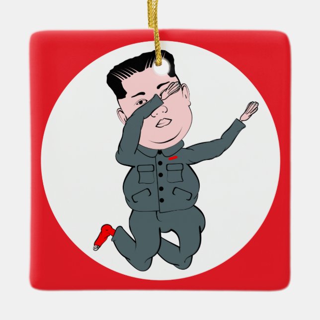 North Korea Kim Jong Un Dabbing Ceramic Ornament (Front)