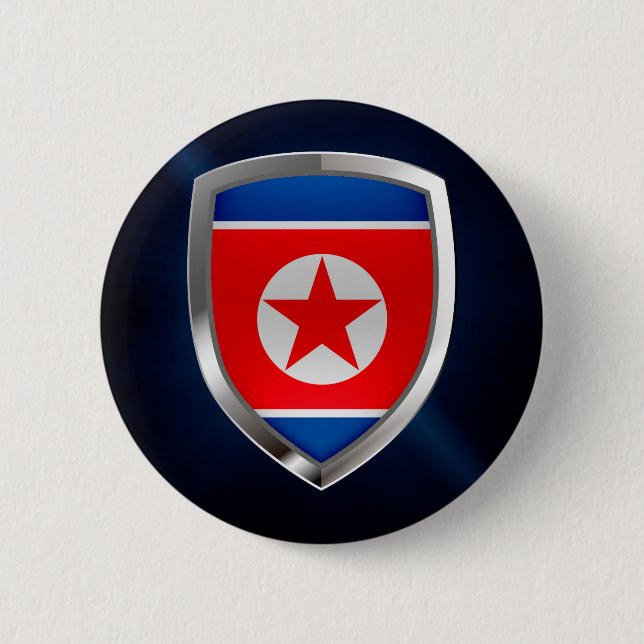 North Korea Metallic Emblem 6 Cm Round Badge (Front)