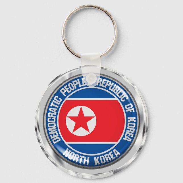 North Korea  Round Emblem Key Ring (Front)