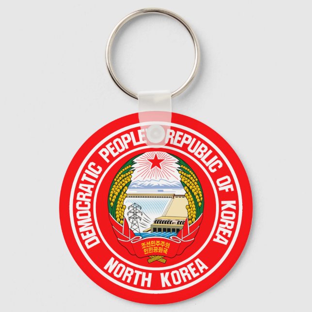 North Korea Round Emblem Key Ring (Front)