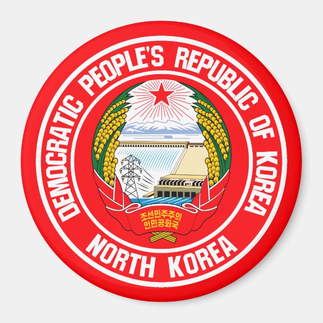 North Korea Round Emblem Magnet (Front)