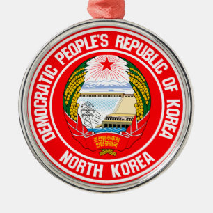 North Korea Round Emblem Metal Ornament