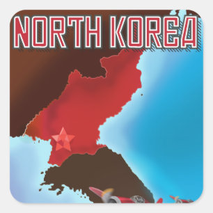 North Korea Vintage travel poster. Square Sticker